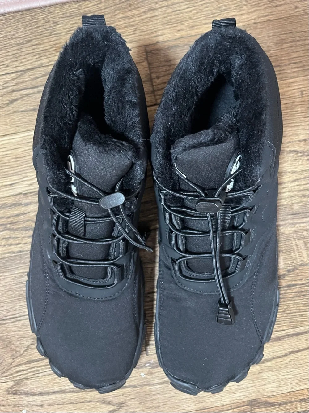 Hiking Black Faux Fur Lined Winter Sneakers